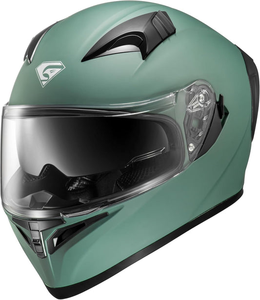 Full Face Motorcycle Helmet with Internal Tinted Visor & DOT Approved for Moped ATV Cruiser Scooter (Alpine Matt Green, Medium)